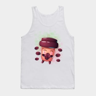 Happy Coffee Cup Design Tank Top